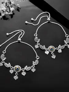 VOJ Silver-Plated Artificial Beads Anklet