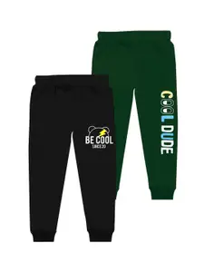 BAESD Boys Pack Of 2 Typography Printed Mid-Rise Joggers