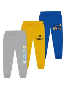 BAESD Boys Pack Of 3 Typography Printed Joggers