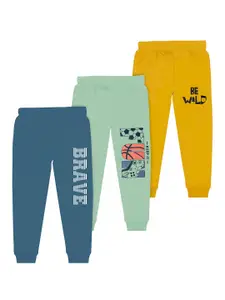 BAESD Boys Pack Of 3 Typography Printed Joggers