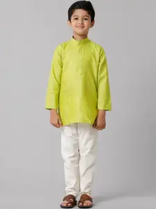 Ramraj Boys Mandarin Collar Straight Kurta with Pyjamas