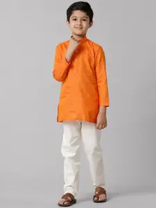 Ramraj Boys Mandarin Collar Straight Kurta with Pyjamas