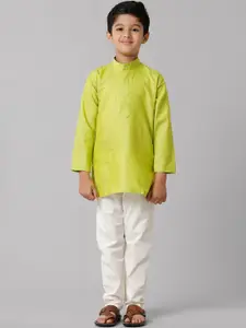 Ramraj Boys Mandarin Collar Straight Kurta with Pyjamas