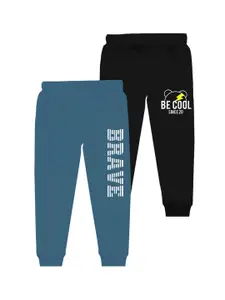 BAESD Boys Pack Of 2 Typography Printed Mid-Rise Joggers
