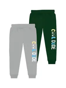 BAESD Boys Pack Of 2 Typography Printed Mid-Rise Joggers