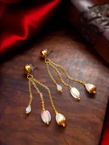 aadita Silver Artificial Stones Drop Earrings