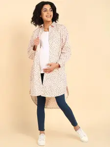 House Of Zelena Printed Maternity Cotton Longline Shrug