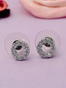 ABDESIGNS Silver-Plated Circular Studs Earrings