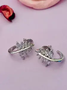 ABDESIGNS Silver-Plated Leaf Shaped Studs Earrings