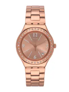 Swatch Women Embellished Dial & Stainless Steel Bracelet Style Analogue Watch YGG409G