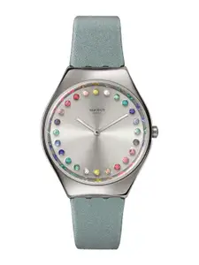 Swatch Women Embellished Dial & Leather Straps Analogue Watch SYXS144_SWATCH WATCH