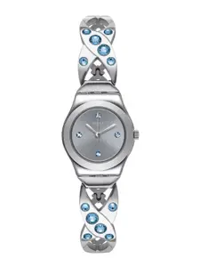 Swatch Women Embellished Dial & Stainless Steel Bracelet Style Analogue Watch YSS332G