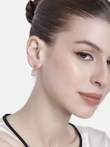 Estele Rose Gold-Plated Crystals Quirky Drop Earrings