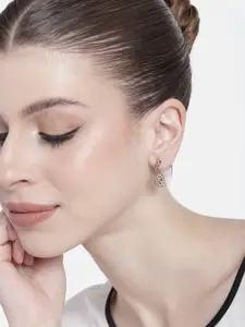 Estele Rose Gold-Plated Crystal Contemporary Drop Earrings