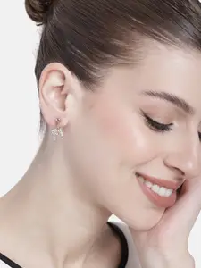 Estele Rose Gold-Plated Crystal Contemporary Drop Earrings