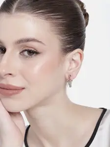 Estele Rose Gold-Plated Crystals Quirky Drop Earrings