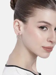 Estele Rose Gold-Plated Crystals Quirky Drop Earrings