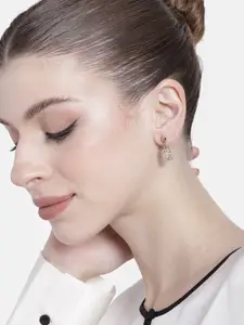 Estele Rose Gold-Plated Crystal Contemporary Drop Earrings