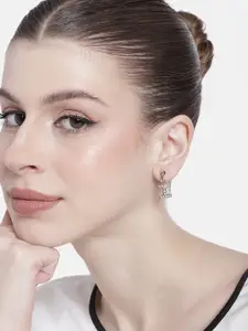 Estele Rose Gold-Plated Crystal Contemporary Drop Earrings