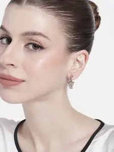 Estele Rose Gold-Plated Crystals Quirky Drop Earrings