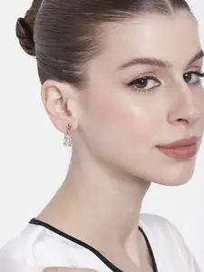 Estele Rose Gold-Plated Crystals Quirky Drop Earrings