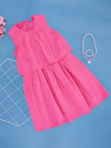YU by Pantaloons Girls Self Design Sleeveless Peplum Dress