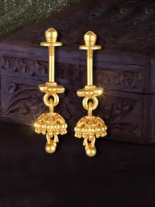 Vighnaharta Gold-Plated Contemporary Bugadi Earrings