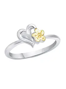 Vighnaharta Silver Plated Heart Shaped Cubic Zirconia Finger Ring