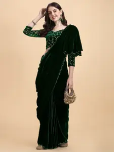 PMD Fashion Embroidered Velvet Saree