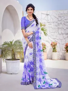 KALINI Floral Printed Zari Saree