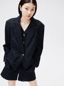 H&M Pure Cotton Oversized Broderie Anglaise Blazer