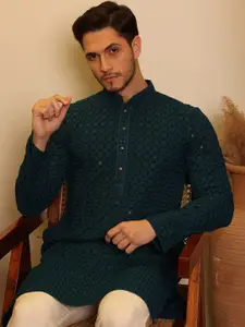 House of Pataudi Ethnic Motifs Embroidered Straight Kurta