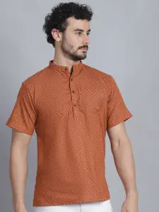 Aarsha Geometric Woven Design Cotton Short Straight Kurta