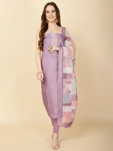 Meena Bazaar Embroidered Linen Unstitched Dress Material