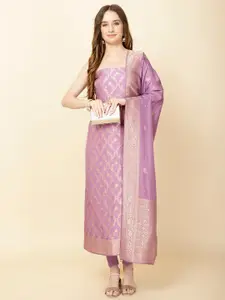 Meena Bazaar Ethnic Motifs Woven Design Art Silk Chanderi Unstitched Dress Material