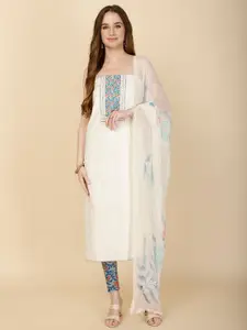 Meena Bazaar Floral Woven Design Unstitched Dress Material