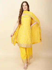 Meena Bazaar Floral Woven Design Unstitched Dress Material
