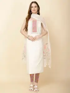Meena Bazaar Floral Woven Design Thread Work Unstitched Dress Material