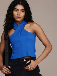 The Roadster Life Co. Ribbed Criss Cross Neck Crop Top