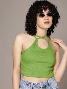 The Roadster Life Co. Shoulder Straps Ribbed Fitted Crop Top