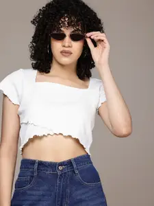 The Roadster Life Co. Ribbed Square Neck Wrap Style Crop Top