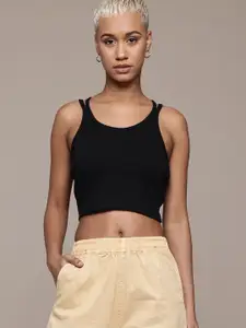The Roadster Life Co. Shoulder Straps Ribbed Fitted Crop Top