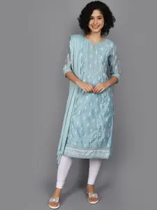 V-Mart Ethnic Motifs Printed Chanderi Cotton Kurta
