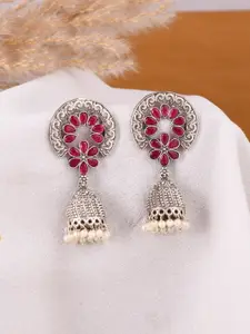 DASTOOR Oxidised Silver Contemporary Jhumkas