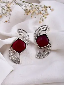 DASTOOR Contemporary Oxidised Silver Drop Earrings