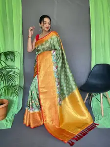 SGF11 Ethnic Motifs Printed Zari Silk Cotton Banarasi Saree