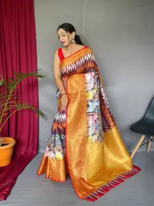 SGF11 Geometric Printed Zari Silk Cotton Banarasi Saree