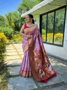 SGF11 Floral Woven Design Zari Silk Cotton Narayan Peth Saree