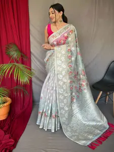 SGF11 Floral Woven Design Zari Silk Cotton Kanjeevaram Saree