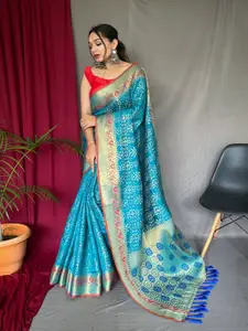 SGF11 Ethnic Motifs Woven Design Zari Silk Cotton Patola Saree